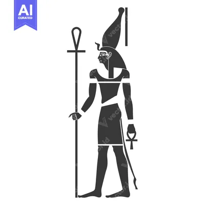 Aset desain premium: Black and White Silhouette of the Egyptian God Osiris