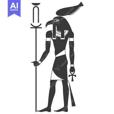 Aset desain premium: Black and White Silhouette of the Egyptian God Horus