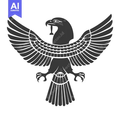 Aset premium populer: Stylized Black and White Eagle with Spread Wings