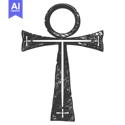 Distressed Black and White Ankh Symbol