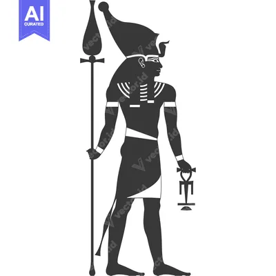 Aset premium populer: A Silhouette of an Egyptian God Holding a Staff and Ankh