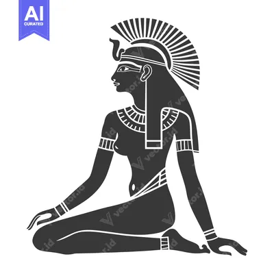 Black and White Silhouette of an Egyptian Goddess
