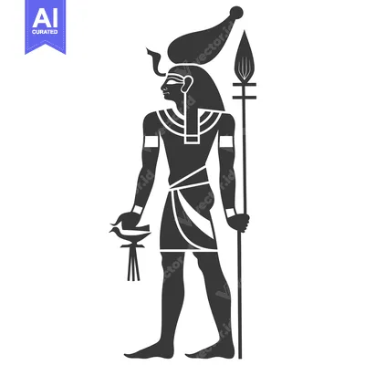 Aset premium populer: Silhouette of an Egyptian God Holding a Staff and a Bird