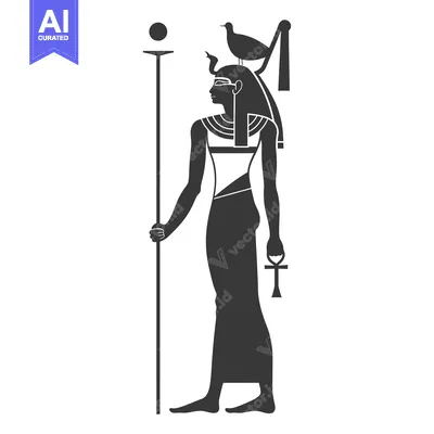 Silhouette of an Egyptian God Holding a Staff and Ankh