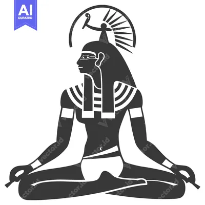 A silhouette of the Egyptian goddess Isis in a meditative pose