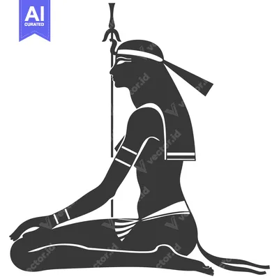 Aset desain premium: Silhouette of an Egyptian Woman Holding a Staff
