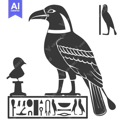 Black and White Stylized Illustration of the Egyptian God Horus