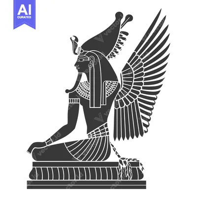 Winged Egyptian Deity Seated on a Throne