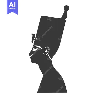 Aset desain premium: Silhouette of an Egyptian Pharaoh in Profile with a Tall Headpiece