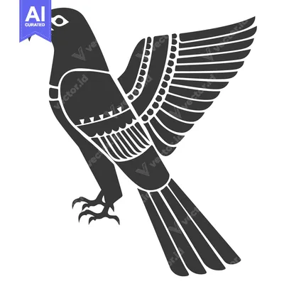 Aset desain premium: Stylized Black and White Hawk with Spread Wings