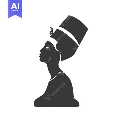 Aset desain premium: Silhouette of an Egyptian Queen Wearing a Headpiece