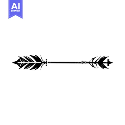 Aset desain premium: A Black and White Decorative Arrow with Feathered Fletching