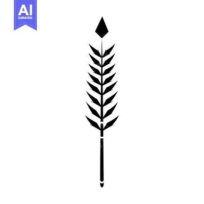 Aset desain premium: Black and White Stylized Illustration of an Arrow with a Feather