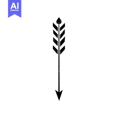 Aset desain premium: Black and White Simple Arrow with a Heart-Shaped Tip