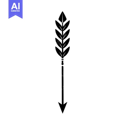 Aset desain premium: Black and White Arrow with Feathered Tip