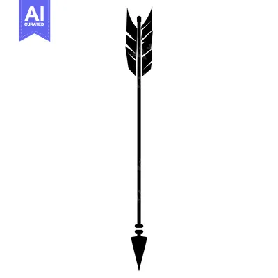 Aset premium populer: A Black and White Illustration of an Arrow with Fletching