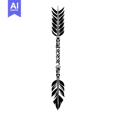 Black and White Tribal Arrow with Geometric Pattern