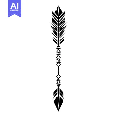 Aset premium populer: Black and White Geometric Arrow with Feather Design
