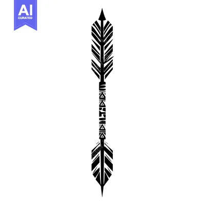 Aset desain premium: Black and White Tribal Arrow with Geometric Patterns