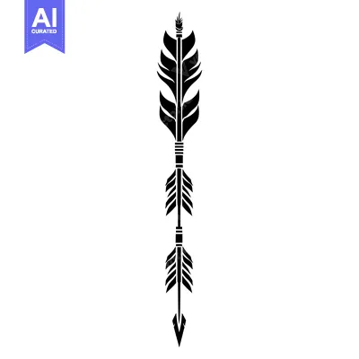 Aset premium populer: Black and White Stylized Arrow with Feathers