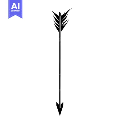 Black and White Stylized Arrow with Fletching