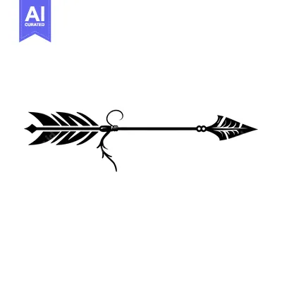Aset premium populer: Black and White Ornamental Arrow with Feathers and Knot