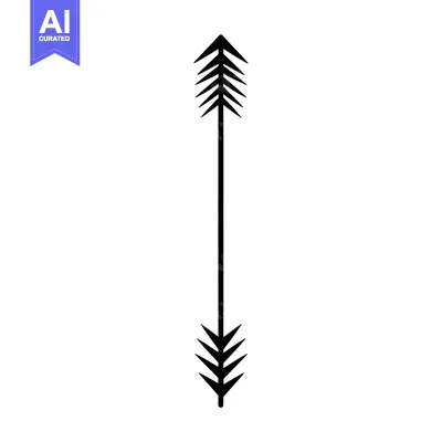 Aset desain premium: Black and White Arrow with Two Spiked Tips Pointing Up and Down
