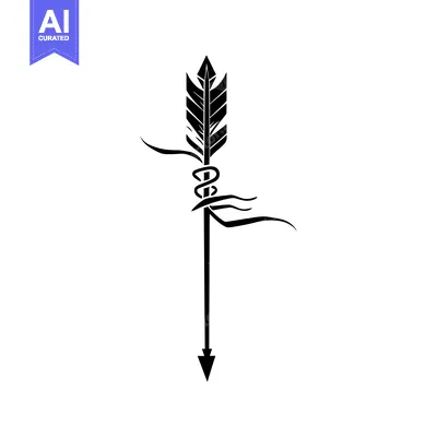 Aset premium populer: Black and White Arrow with Feathers and Knot