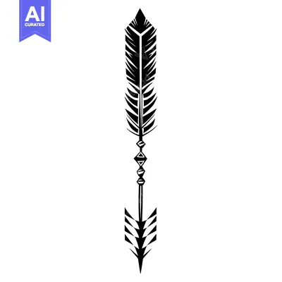 Aset premium populer: Black and White Geometric Arrow with Feather Design