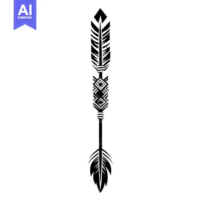 Aset premium populer: Black and White Tribal Arrow with Geometric Fletching