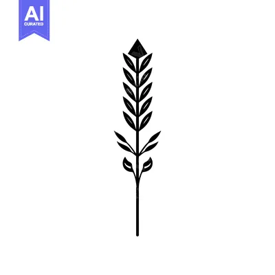 Popular premium asset: Black and White Stylized Illustration of a Single Plant with a Triangu