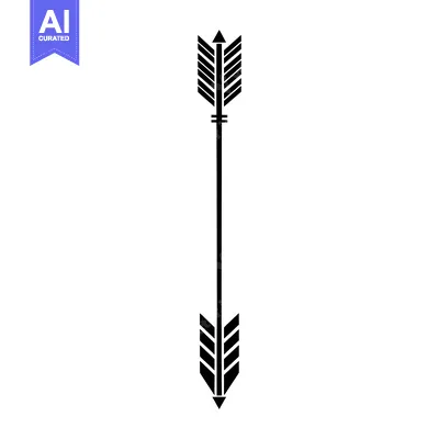 Black and White Stylized Arrow with Fletching