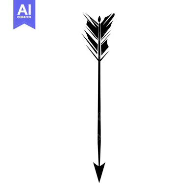 A Black and White Stylized Arrow Pointing Downward