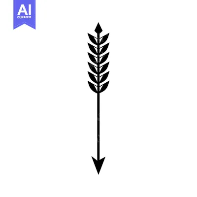Black and White Illustration of an Arrow with Fletching