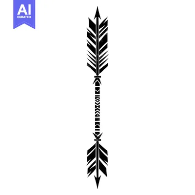 Aset desain premium: Black and White Arrow with Geometric Pattern