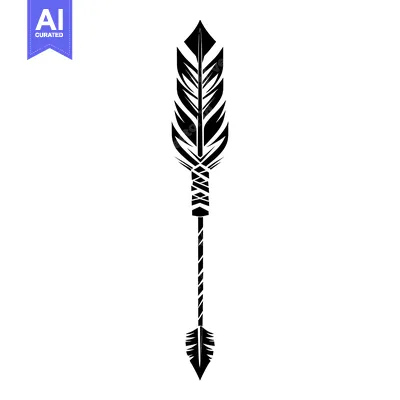 Aset premium populer: Black and White Stylized Arrow with Feathers