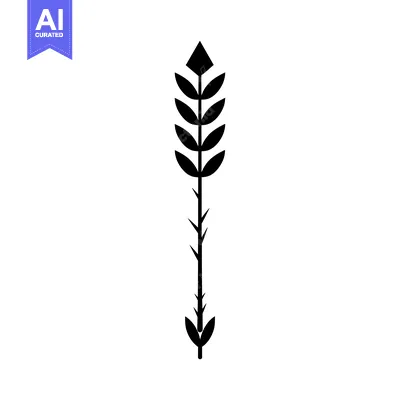 Aset premium populer: Black and White Silhouette of a Spiky Stem with Leaves