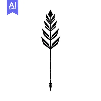 Popular premium asset: Black and White Geometric Arrow with Feather-Like Design