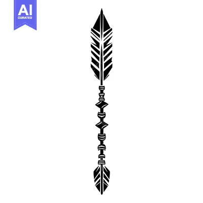 Black and White Stylized Arrow with Feather Fletching