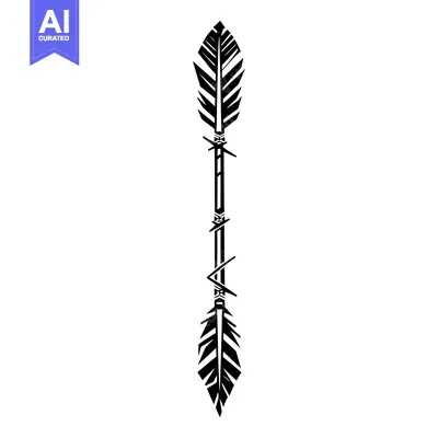 Black and White Illustration of a Feathered Arrow