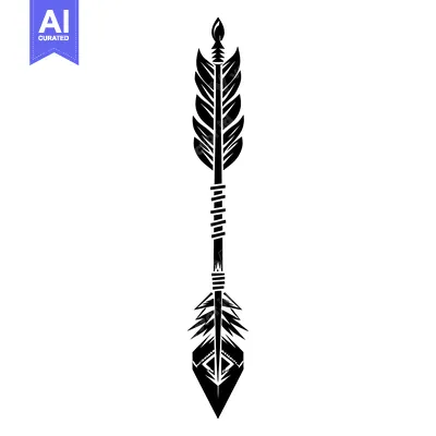 A Black and White Stylized Illustration of an Arrow with Geometric Fea