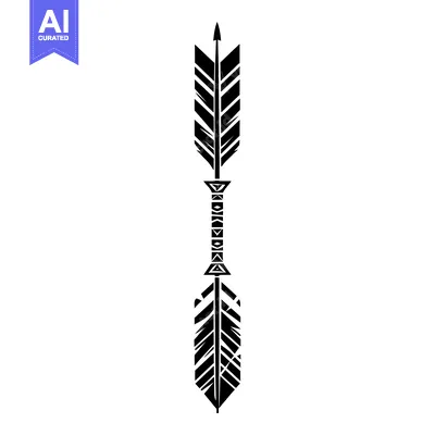 Aset premium populer: Black and White Stylized Arrow with Tribal Design Elements