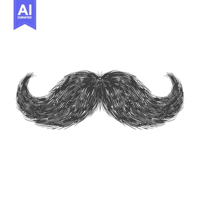 Aset desain premium: A Hand-Drawn Sketch of a Large, Wavy Mustache