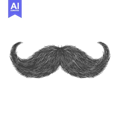 Premium design asset: Hand-drawn Illustration of a Detailed Black Mustache