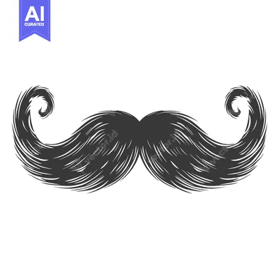 Hand-drawn illustration of a curled mustache