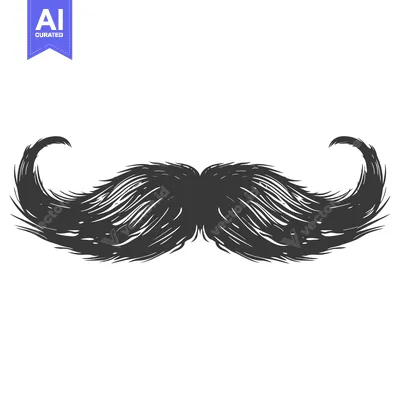 Popular premium asset: Hand-drawn illustration of a thick, curly mustache