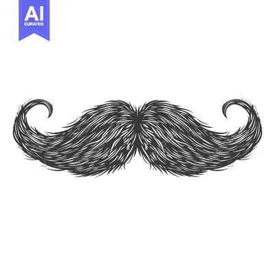 Aset desain premium: Hand-drawn illustration of a thick, curly mustache