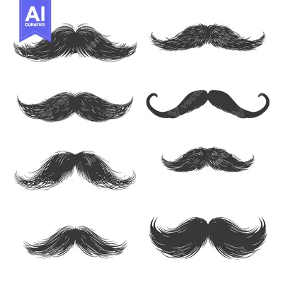 Aset desain premium: A Collection of Hand-Drawn Mustache Styles