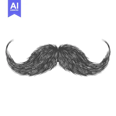 Aset premium populer: Hand-Drawn Illustration of a Thick Black Mustache