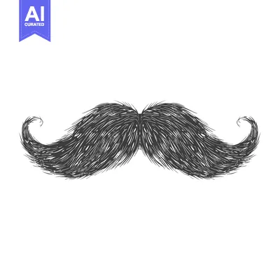Aset premium populer: Hand-Drawn Sketch of a Thick Black Mustache